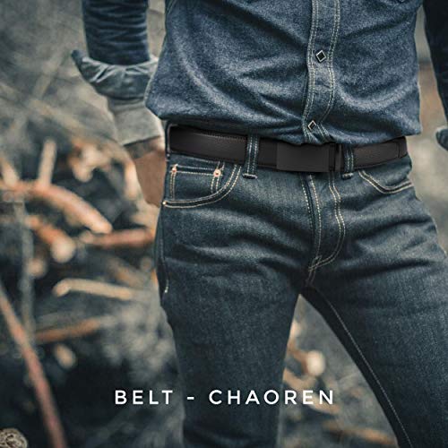 CHAOREN Leather Ratchet Belt for men 1 3/8" for Dress Pants - Micro Adjustable Belt Fit Everywhere