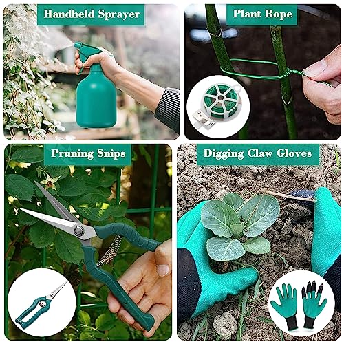 FiveJoy Garden Tool Set, 11 Piece Aluminum Alloy Hand Tool Starter Kit with Garden Bag, Outdoor Tool, Heavy Duty Gardening Work Set with Ergonomic Handle, Gardening Tools