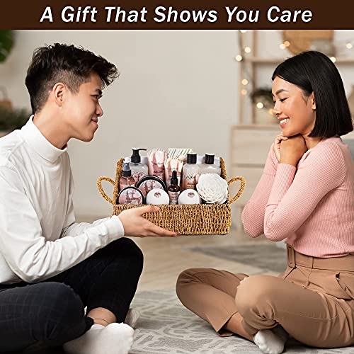 Bath Spa Gift Sets - Luxury Basket With Coconut & Vanilla - Spa Kit Includes Wash, Bubble Bath, Lotion, Bath Salts, Body Scrub, Shower Puff, Bathbombs, Soap and Towel