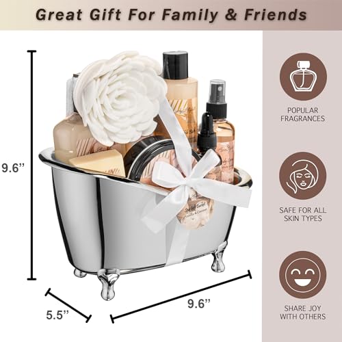 Spa Gift Baskets For Women - Luxury Bath Set With Coconut & Vanilla - Spa Kit Includes Body Wash, Bubble Bath, Lotion, Body Butter, Soap, Body Spray, Shower Puff, and Towel