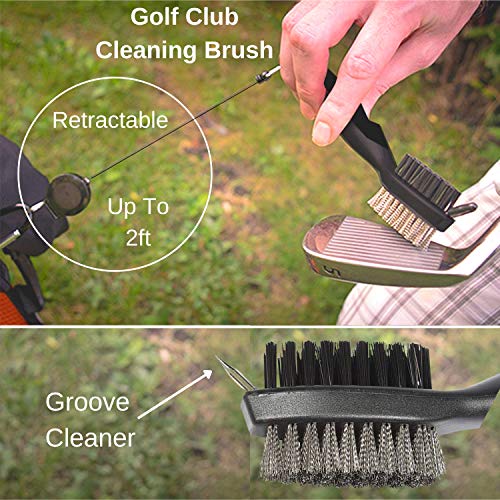 Golf Accessories Kit - Includes Towel, Ball Holder, Brush, Divot Repair Tool, 2 Ball Alignment Stencil, Tee Holder, Putting Marker, 4 Permanent Markers, Pencil