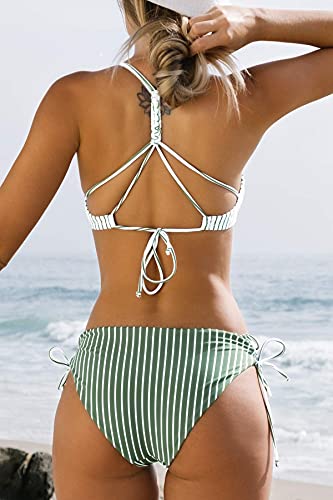 CUPSHE Women's 2 Piece Bikini Set Back Braided Straps with Reversible Bottom