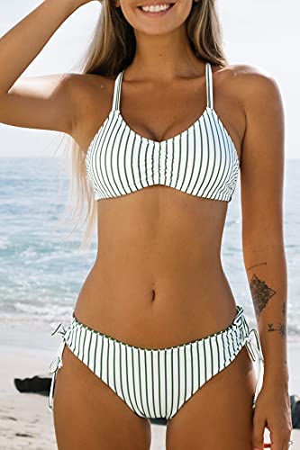 CUPSHE Women's 2 Piece Bikini Set Back Braided Straps with Reversible Bottom