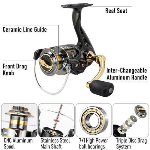 Dr.Fish Fishing Rod and Reel Combos 125-Pieces Telescopic Spinning Pole Reel Fishing Gear Equipment Set for Adult Collapsible Travel Complete Fishing Sets Men Starter Freshwater Saltwater