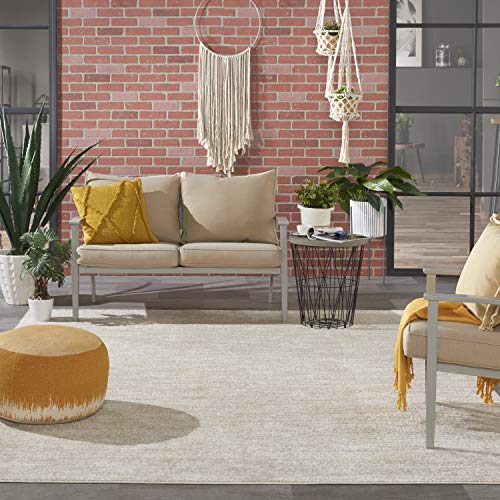 Nourison Essentials Indoor/Outdoor Ivory Beige 8' x 10' Area Rug, Easy Cleaning, Non Shedding, Bed Room, Living Room, Dining Room, Backyard, Deck, Patio (8x10)