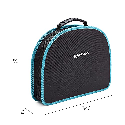 Amazon Basics Tool Set With Easy Carrying Round Pouch, 104-Piece, Turquoise, 14.4 x 11.4 x 3 inches