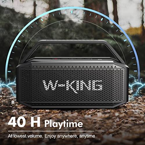 W-KING Bluetooth Speaker- 100W Peak 60W RMS Deep Bass, IPX6 Portable Waterproof Loud Bluetooth Speakers Wireless with Subwoofer, 40H/Power Bank/TF/AUX/EQ, Party Boombox Outdoor Large Bluetooth Speaker