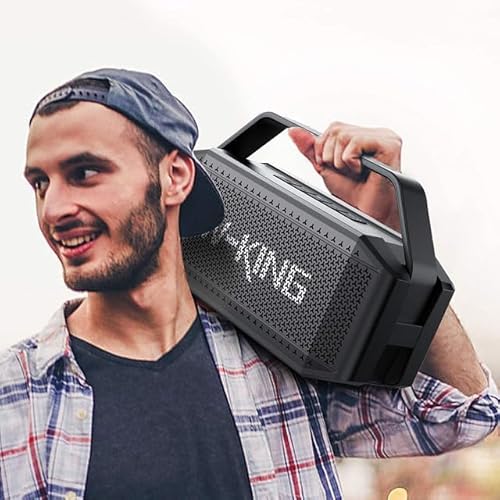 W-KING Bluetooth Speaker- 100W Peak 60W RMS Deep Bass, IPX6 Portable Waterproof Loud Bluetooth Speakers Wireless with Subwoofer, 40H/Power Bank/TF/AUX/EQ, Party Boombox Outdoor Large Bluetooth Speaker