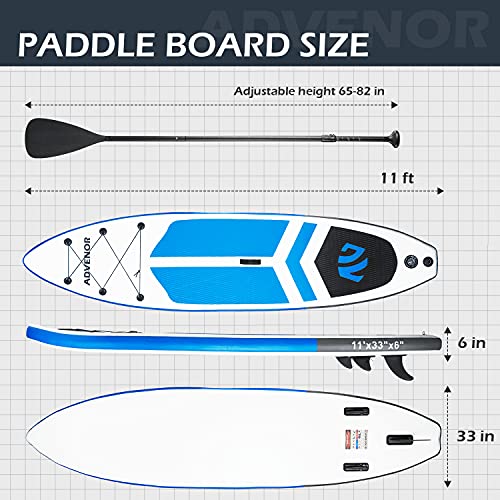 ADVENOR Paddle Board 11'x33 x6 Extra Wide Inflatable Stand Up Paddle Board with Adjustable Paddle,Backpack,Waterproof Bag,Leash,and Hand Pump,Repair Kit