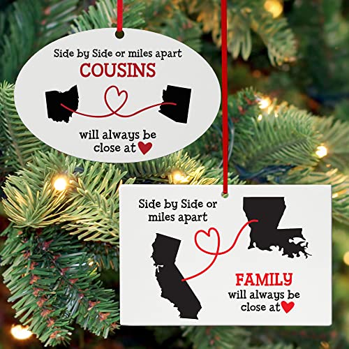 Let's Make Memories - Personalized Christmas Ornament for Distant Friends and Family - Custom Ornament for Those Miles Apart, Close at Heart - Any Two States - Christmas 2024 Keepsake - Oval