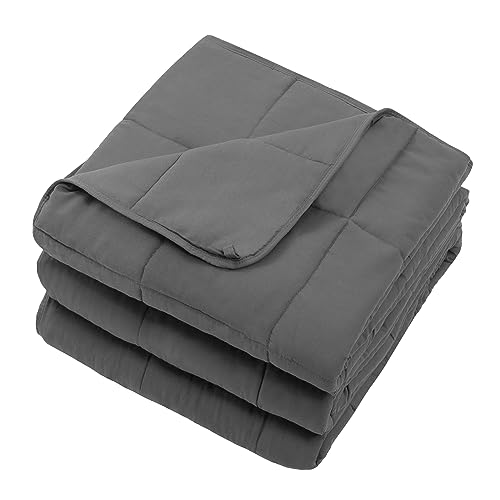 BETU Weighted Blanket for Adults (12lbs, 48"x72" Twin Size) - Cooling and Breathable Heavy Blanket for 110-130lbs with Premium Glass Beads - Soft Thick Blanket for All-Season Sleeping Comfort - Grey