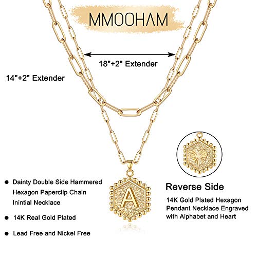 M MOOHAM Dainty Gold Necklace for Women Trendy - Initial Necklaces for Women Gold Necklace Initial A Necklace Gold Choker Layered Necklaces Set Gold Jewelry for Women