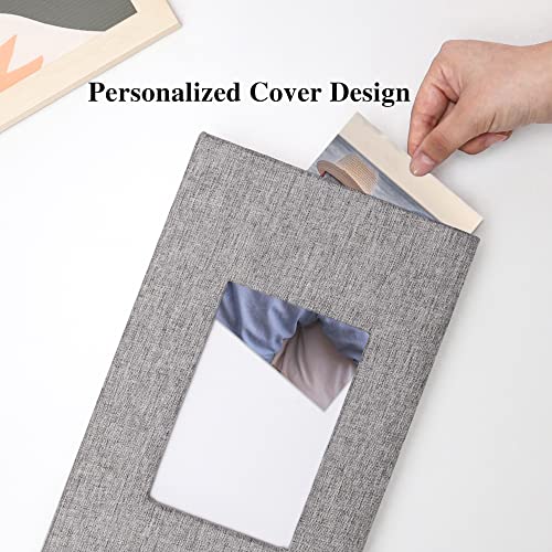 Vienrose Linen Photo Album 300 Pockets for 4x6 Photos Fabric Cover Photo Books Slip-in Picture Albums Wedding Baby Grey