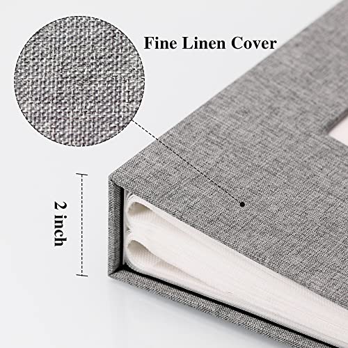 Vienrose Linen Photo Album 300 Pockets for 4x6 Photos Fabric Cover Photo Books Slip-in Picture Albums Wedding Baby Grey