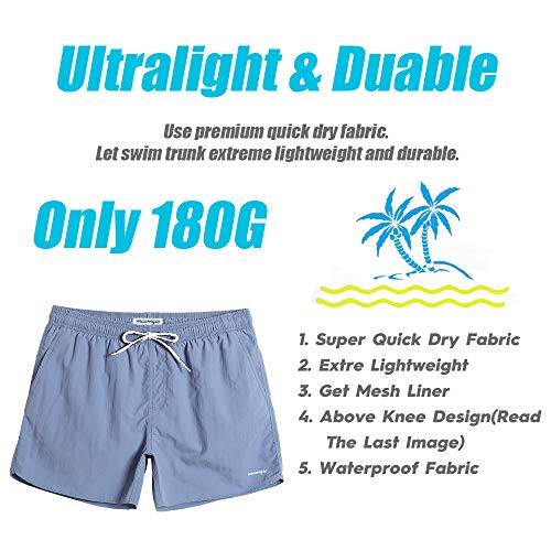 maamgic Mens Swim Trunks 5" with Mesh Lining Quick Dry Bathing Suits for Men Swim Shorts Swimwear