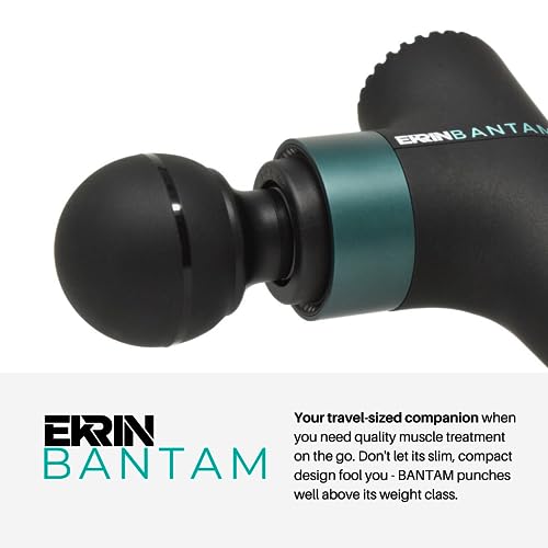 Ekrin Athletics Bantam Mini Massage Gun - Compact Deep Tissue Muscle Massager with Adjustable Speeds & Attachments - Long Battery Life, Lightweight, Travel Friendly | Father's Day Gift.