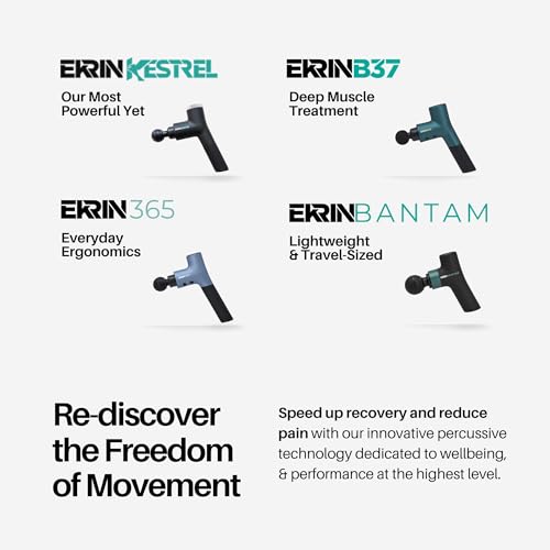 Ekrin Athletics Bantam Mini Massage Gun - Compact Deep Tissue Muscle Massager with Adjustable Speeds & Attachments - Long Battery Life, Lightweight, Travel Friendly | Father's Day Gift.