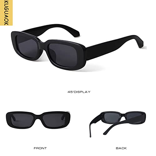 KUGUAOK Retro Rectangle Sunglasses Women and Men Vintage Small Square Sun Glasses UV Protection Glasse