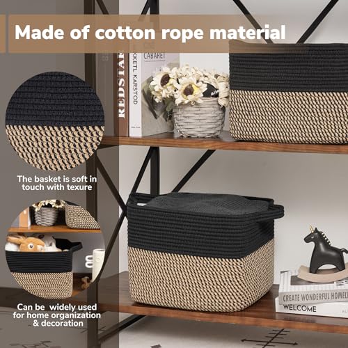 Goodpick Cube Storage Bins - Towel, Book, Cloth, Shoes, Closet Shelf Woven Baskets for Office, Baby Laundry, Toys, 13''x10''x9''