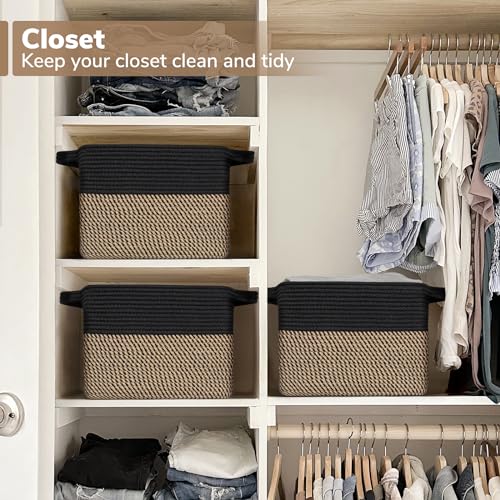 Goodpick Cube Storage Bins - Towel, Book, Cloth, Shoes, Closet Shelf Woven Baskets for Office, Baby Laundry, Toys, 13''x10''x9''