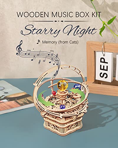 ROKR 3D Puzzles for Adults-Starry Night Music Box Kit-Wooden Puzzles Science Gifts for Adults-Gifts for Teenage Boys Girls