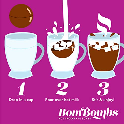 BomBombs, Hot Chocolate Bombs, Includes Fudge Brownie and Caramel Candy Cocoa Bombs Filled with Marshmallows, Pack of 5