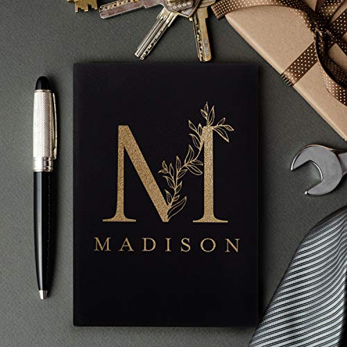 Personalized Leather Journal for Men, Black, 10 Designs, Engraved Name on Hardcover Notebook, 112 Lined Pages, Teacher Gifts, Personalized Gifts for Him, Custom Diary for Men, Graduation Gifts