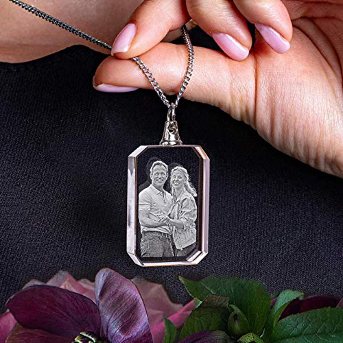 ArtPix 3D Crystal Photo Custom Necklace Rectangle, Customized Gift for Father, Dad, Men, Women, Him, Her,Grandpa, Great Personalized Gifts With Your Own Photo, Memorial Necklace, Custom 3D Picture