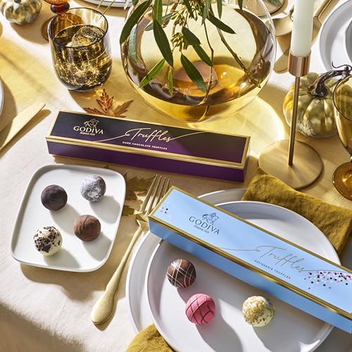 Godiva Chocolatier Patisserie Dessert Chocolate Truffle Gift Box for Birthday, Graduation, Thank You, Father's Day Gift Basket, Gourmet Candy with Creamy Filling in Milk, White, Dark Chocolate, 6pc