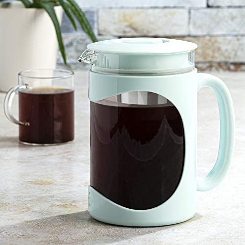 Primula Burke Deluxe Cold Brew Iced Coffee Maker, Comfort Grip Handle, Durable Glass Carafe, Removable Mesh Filter, Perfect 6 Cup Size, Dishwasher Safe, 1.6 qt, Aqua