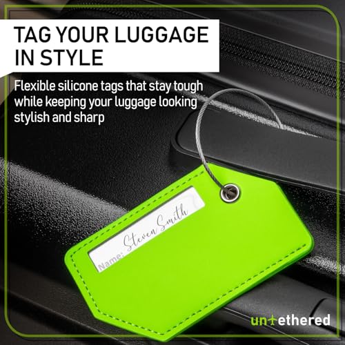 Untethered 4-Pack Luggage Tag Set | Luggage Tags, Luggage Tags for Suitcases, Bag Tag, Luggage Tags 4 Pack, Suitcase Tags, Identifiers Travel Bag Tags for Luggage, Name Travel Tags for Luggage