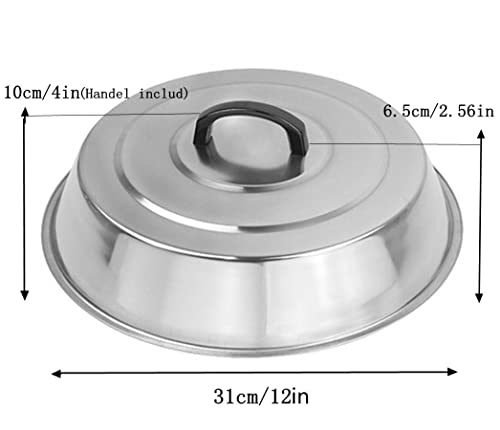 3 Sets BBQ Accessories 12 Inch Round Stainless Steel Basting Cover - Cheese Melting Dome and Steaming Cover, Best fits for Blackstone Camp Chef Flat Top Griddle Grill Cooking Indoor or Outdoor