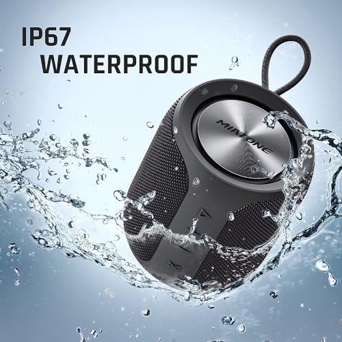 MIATONE Portable Bluetooth Speaker, Wireless IP67 Waterproof Speaker with Deep Bass, 16W Louder Volume, Longer Playtime, Bluetooth 5.0, Dual Pairing, Portable Speaker for Party Beach Camping, Black