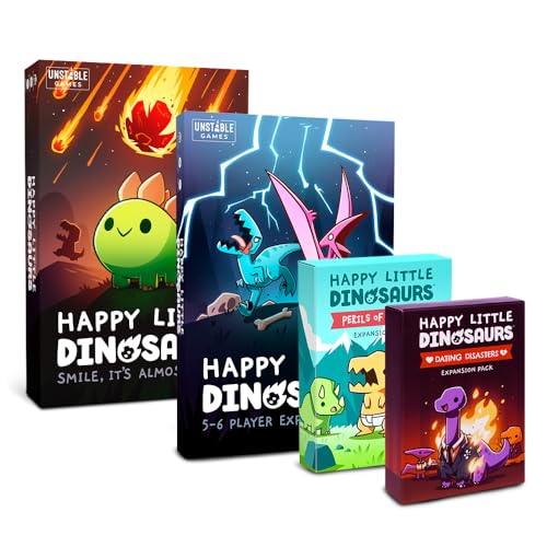 Happy Little Dinosaurs Base Game - Competitive Sabotage Funny Card Game For Kids, Teens, Adults - 2-4 Players, Hand Management