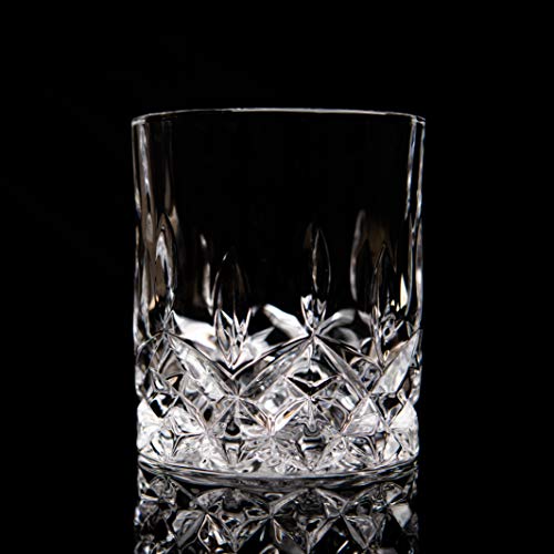 LEMONSODA Crystal Cut Old Fashioned Whiskey Glasses - Set of 4-10oz Ultra-Clear Premium Lead-Free Crystal Glass Tumbler For Drinking Bourbon, Scotch, Cocktails