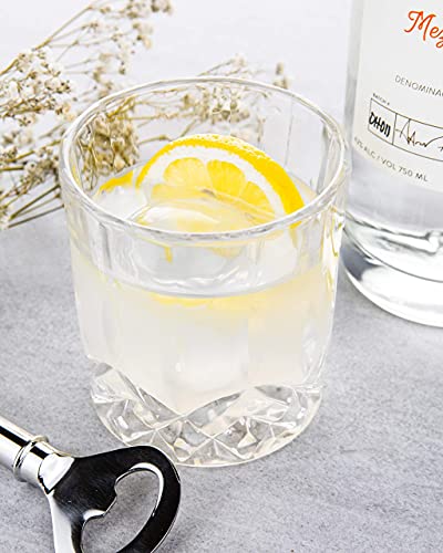 LEMONSODA Crystal Cut Old Fashioned Whiskey Glasses - Set of 4-10oz Ultra-Clear Premium Lead-Free Crystal Glass Tumbler For Drinking Bourbon, Scotch, Cocktails