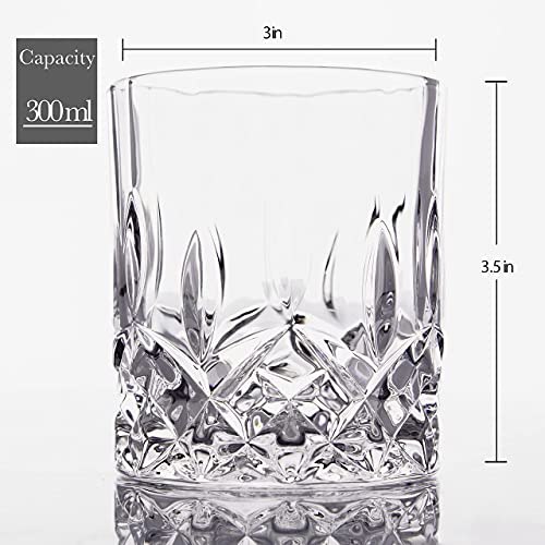 LEMONSODA Crystal Cut Old Fashioned Whiskey Glasses - Set of 4-10oz Ultra-Clear Premium Lead-Free Crystal Glass Tumbler For Drinking Bourbon, Scotch, Cocktails