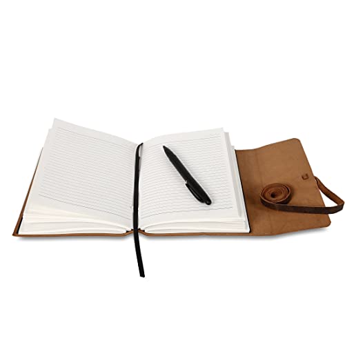 Leather Journal Lined Paper with luxury pen Handmade Leather Journal/Writing Notebook Diary/Bound Daily Notepad for Men & Women Medium, Writing pad for Artist, Sketch (7 X 5)