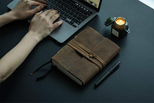 Leather Journal Lined Paper with luxury pen Handmade Leather Journal/Writing Notebook Diary/Bound Daily Notepad for Men & Women Medium, Writing pad for Artist, Sketch (7 X 5)