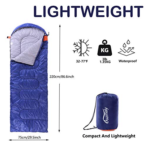 Camping Sleeping Bag 3 Seasons Lightweight &Waterproof with Compression Sack Camping Sleeping Bag Indoor & Outdoor for Adults & Kids