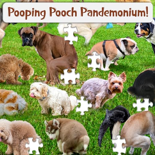 Funwares Original 101 Pooping Puppies Puzzle - Hilarious 1000 Piece Jigsaw Puzzle - Perfect White Elephant Gag Gift - Funny Dog Pooping Puzzle for Adults and Kids