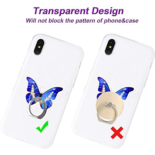 TACOMEGE Transparent Clear Phone Ring Grips Holder Kickstand, Finger Ring Stand for Cell Phone Tablet Case Accessories(Round-Clear) (1)