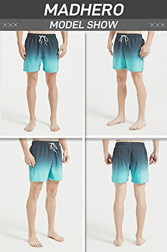 MADHERO Mens Swim Trunks Short Bathing Suit with Mesh Lining Swimming Shorts