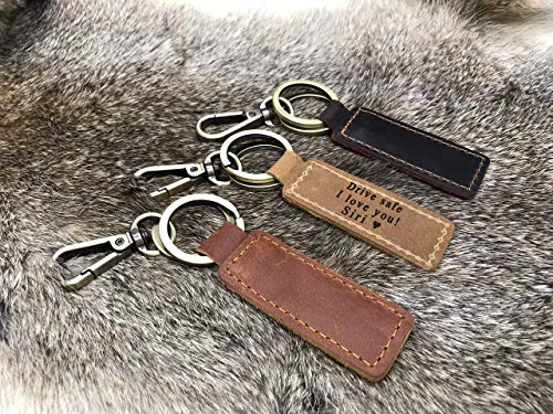 PERSONALIZED Leather KEYCHAIN, Coordinates Key Chain, 3rd Anniversary, Gift for Birthday, Keyfob, Best Gift Brown