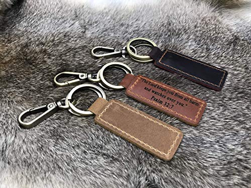 PERSONALIZED Leather KEYCHAIN, Coordinates Key Chain, 3rd Anniversary, Gift for Birthday, Keyfob, Best Gift Brown