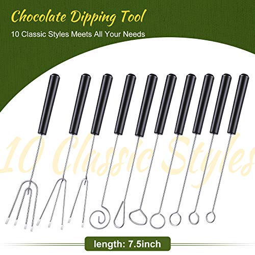 Patelai 12 Pcs Candy Dipping Tools Set Included 10 Pcs Chocolate Dipping Fork Spoons and 2 Pcs Stainless Steel Culinary Decorating Spoons Chef Art Pencil for Decorative Plates