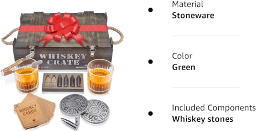 Bullet Whiskey Stones Gift Set by Royal Reserve | Artisan Crafted Chilling Rocks Scotch Bourbon Glasses and Coasters – Gift for Ranger Police Hunter Guy Men Dad Boyfriend Anniversary or Retirement