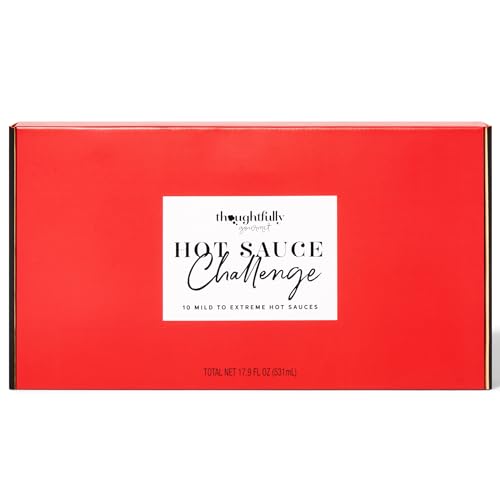 Thoughtfully Gourmet, Hot Sauce Challenge Set, Hot Sauce Variety Pack Includes Hot Sauces from Mild To Extreme Flavors, Unique Gifts for Men, Set of 10