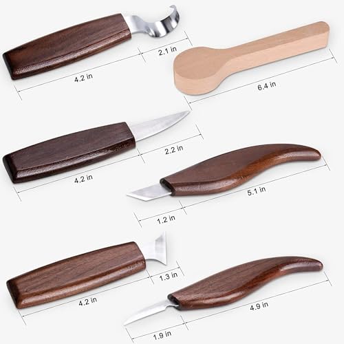 Ninonly Wood Carving Tools 13pcs Wood Carving Kits - Includes Hook Carving Knife Detail Wood Knife Whittling Knife Oblique Knife Trimming Knife Chip Carving Knife for Beginners Spoon Bowl Woodworking