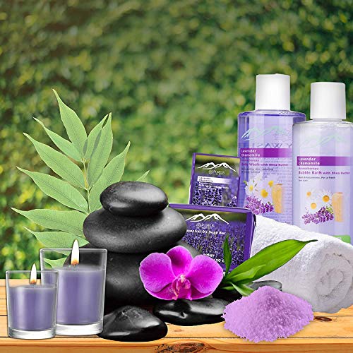 Premium Bath & Body Gift Basket. Ultimate Large Spa Basket! #1 Spa Gift Baskets for Women. Pampering Home Spa Kit - Natural Organic & Infused with Essential Oils! (Extra Large Lavender Bath Gift)